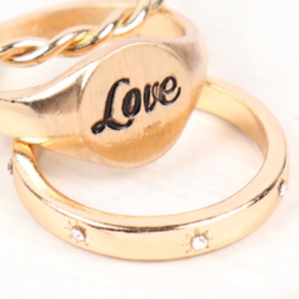 Set of 3 gold rings LOVE, New! So cute - Picture 9 of 12